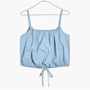 Madewell Drawstring Cropped Chambray Top